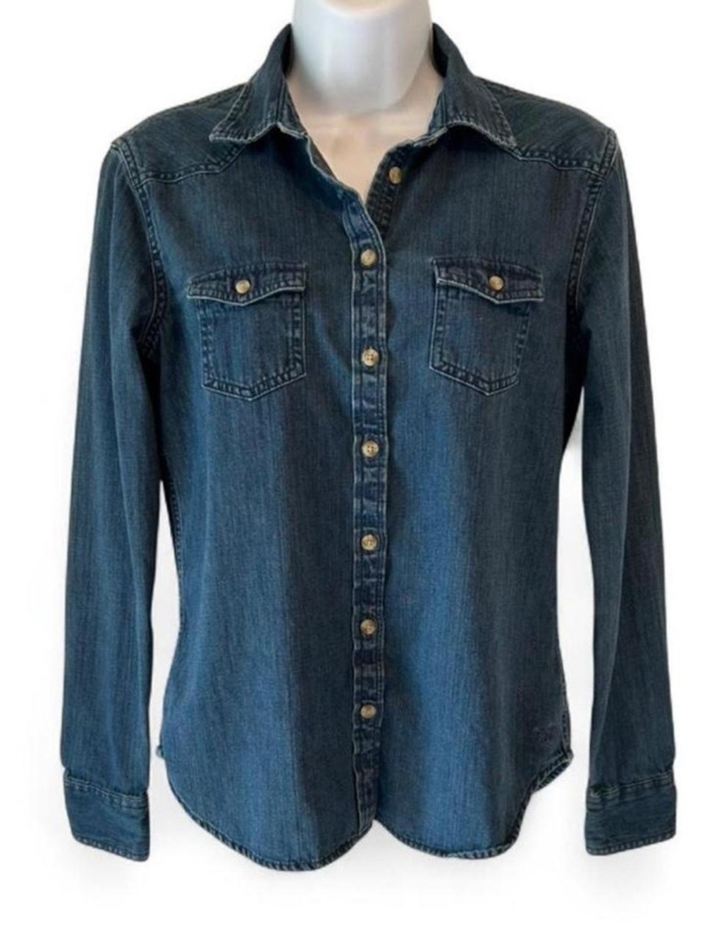 Y2K Classic Denim Preppy Punk Streetwear American Eagle Button-Up Shirt